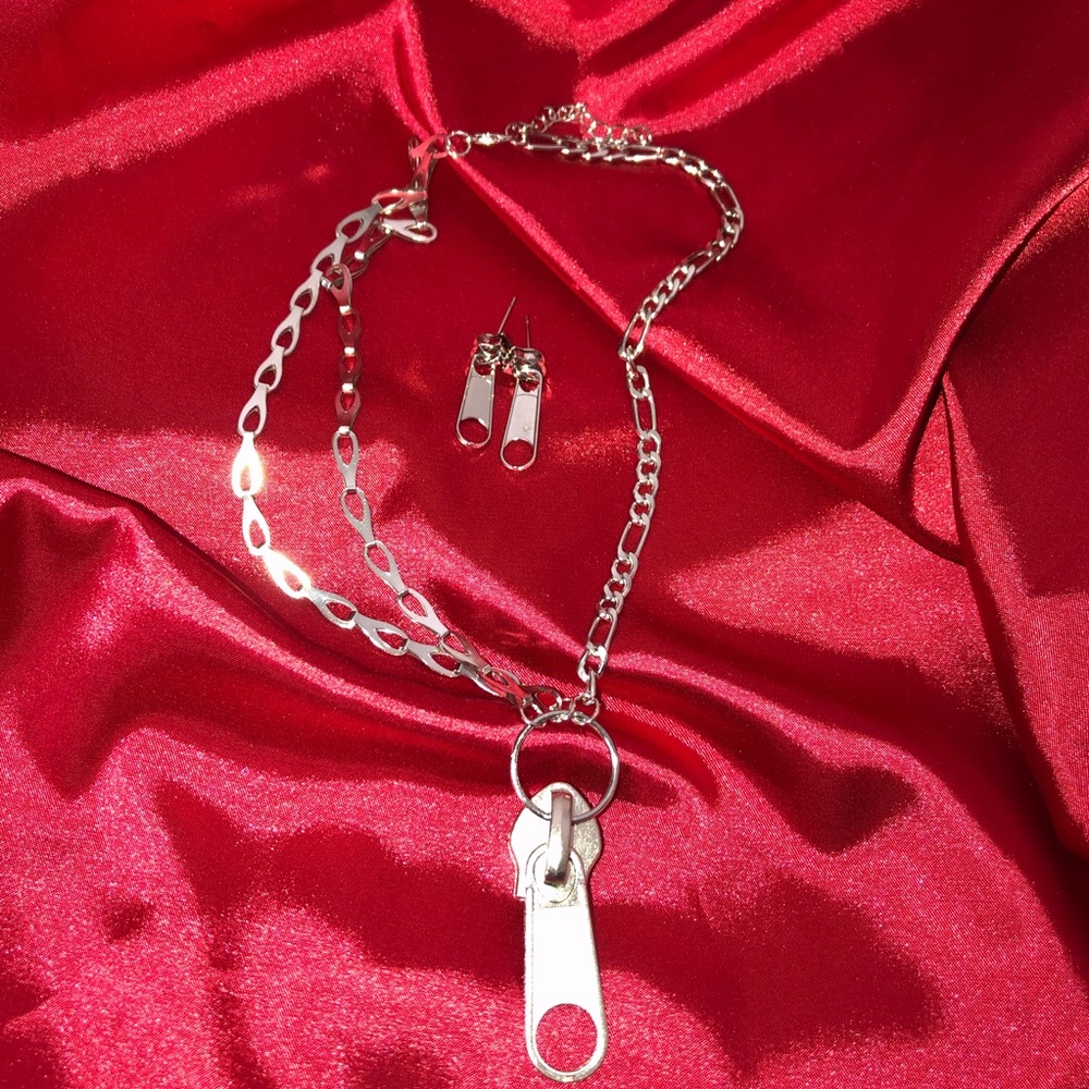 Zipper Necklace & Earrings